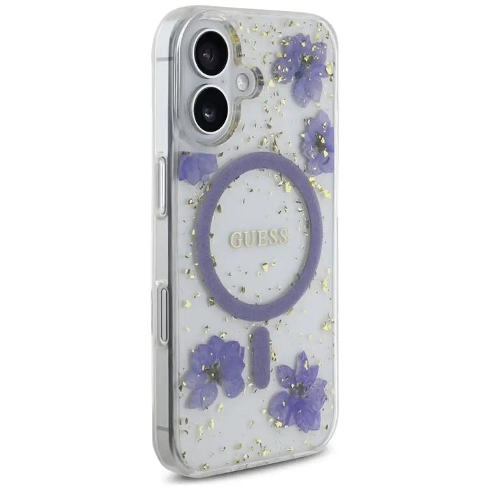Калъф Guess Resin Flowers Glitter MagSafe за iPhone 16
