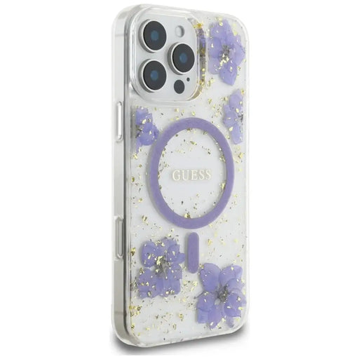 Калъф Guess Resin Flowers MagSafe за iPhone 16 Pro Max