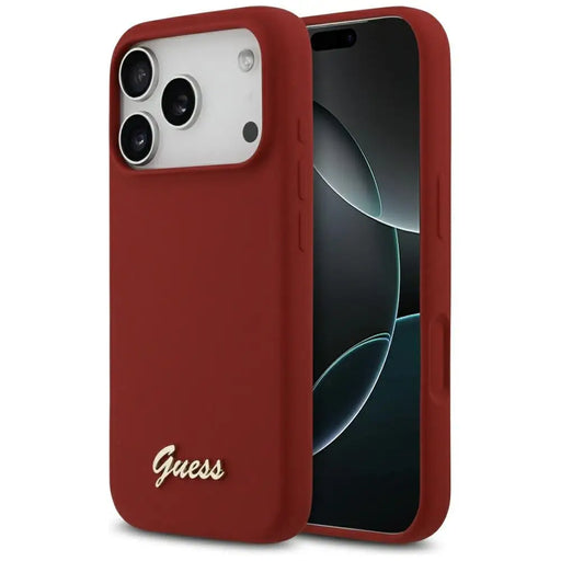 Калъф Guess Silicone Script Metal Logo MagSafe за iPhone 17