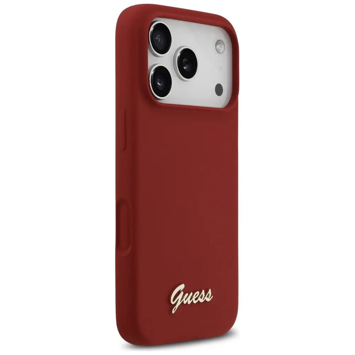 Калъф Guess Silicone Script Metal Logo MagSafe за iPhone 17