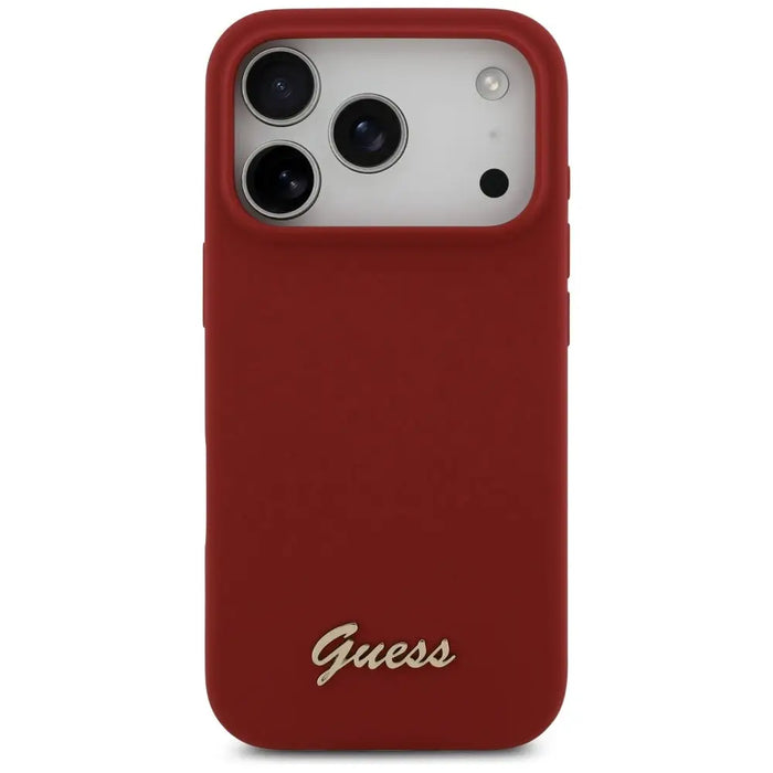 Калъф Guess Silicone Script Metal Logo MagSafe за iPhone 17