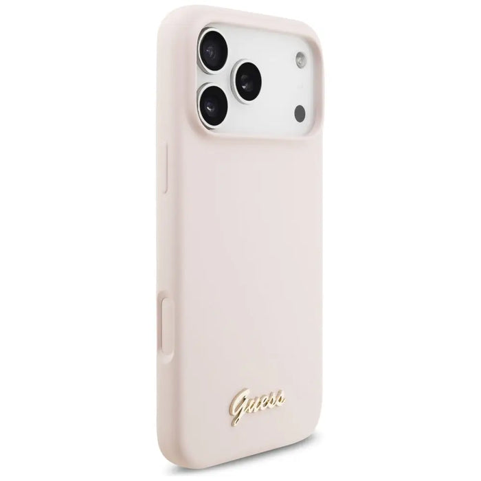 Калъф Guess Silicone Script Metal Logo MagSafe за iPhone 17