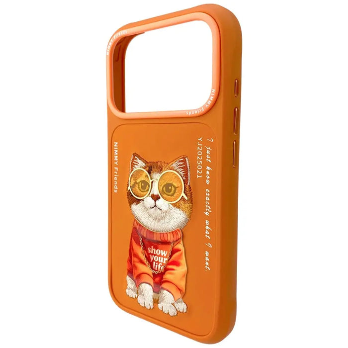 Калъф Nimmy Glasses Cool Cat за iPhone 17 Pro - оранжев