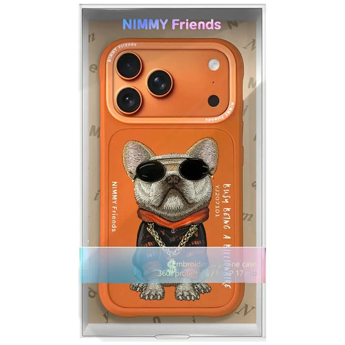 Калъф Nimmy Glasses Cool Dog за iPhone 17 Pro Max - оранжев
