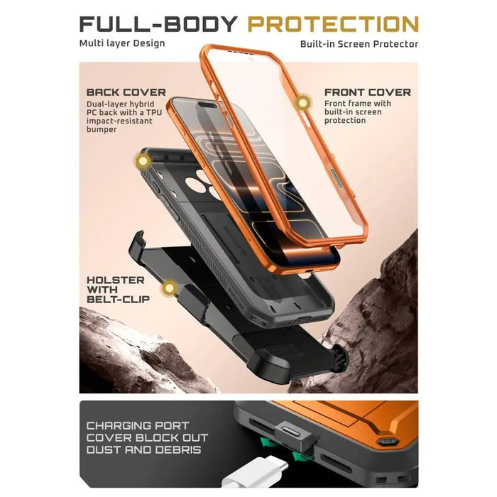 Калъф Supcase Unicorn Beetle Pro за iPhone 17 Pro - оранжев