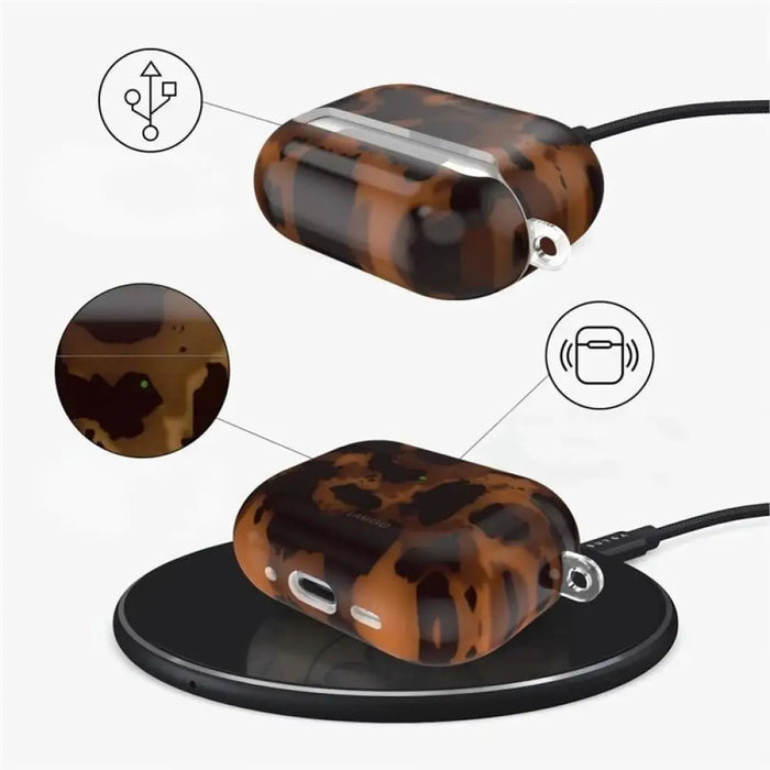 Калъф Tech-Protect Lamano за AirPods 4 - кафяв и черен
