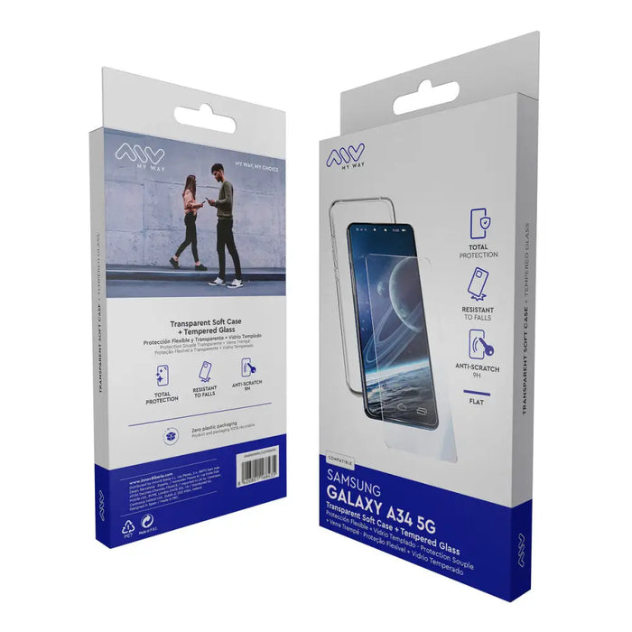 Калъф за мобилен телефон и протектор Myway Galaxy A34 5G