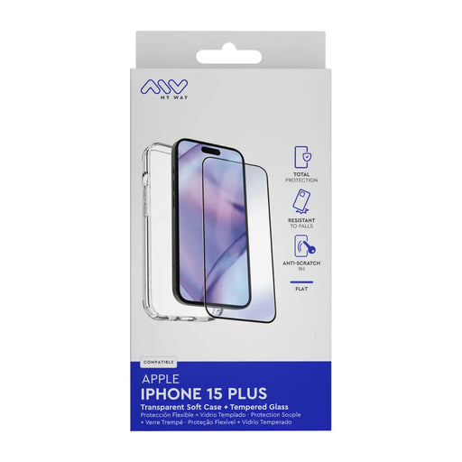 Калъф за мобилен телефон и протектор Myway iPhone 15 Plus