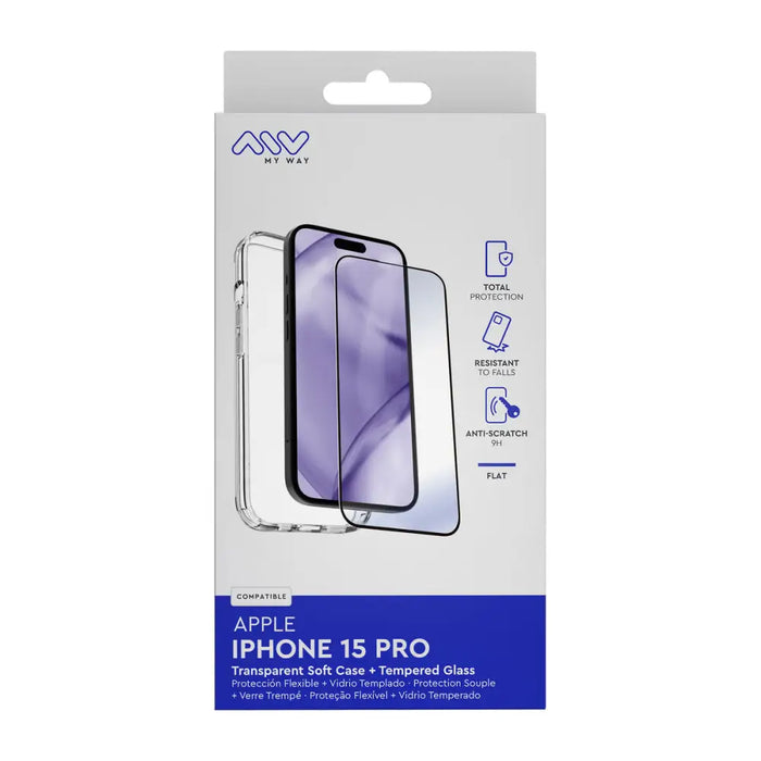 Калъф за мобилен телефон и протектор Myway iPhone 15 Pro