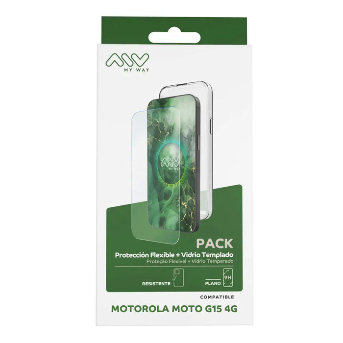 Калъф за мобилен телефон и протектор Myway Moto G15 4G/Moto