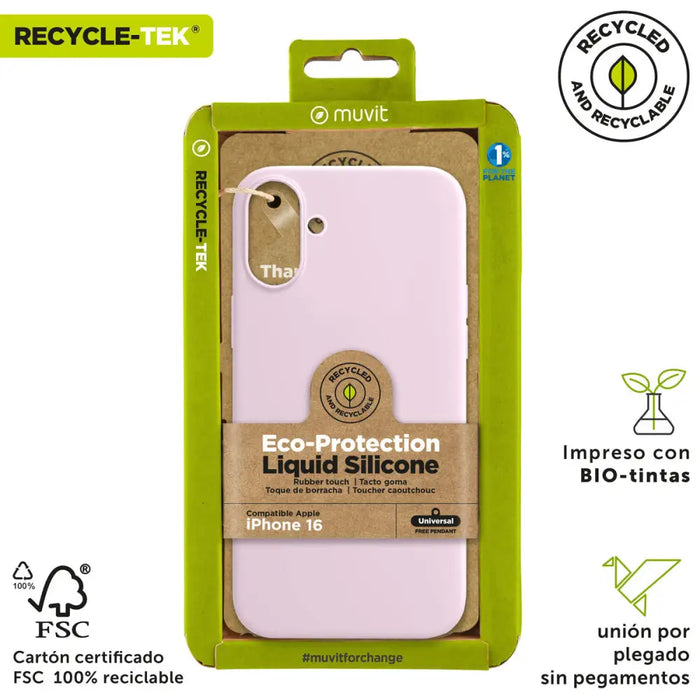 Калъф за мобилен телефон Muvit for Change iPhone 16 Розов