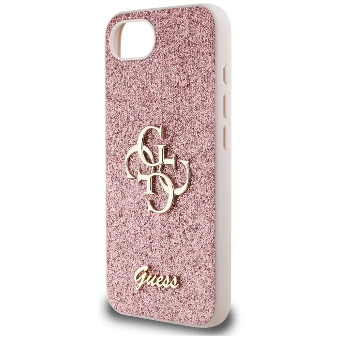 Калъф Guess Fixed Glitter Big 4G iPhone 16e - розов