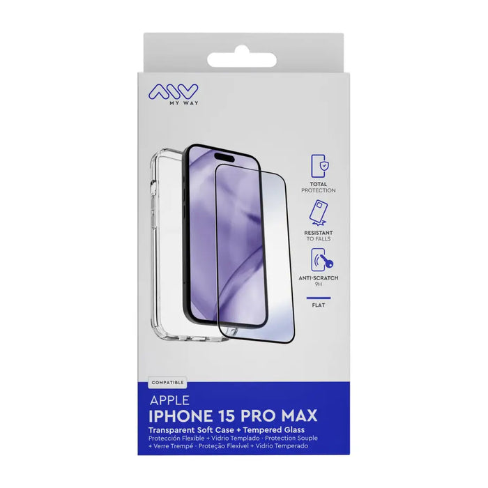 Калъф за мобилен телефон и протектор Myway iPhone 15 Pro Max