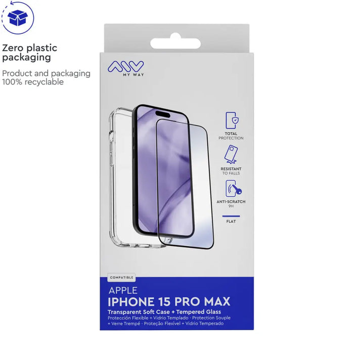 Калъф за мобилен телефон и протектор Myway iPhone 15 Pro Max