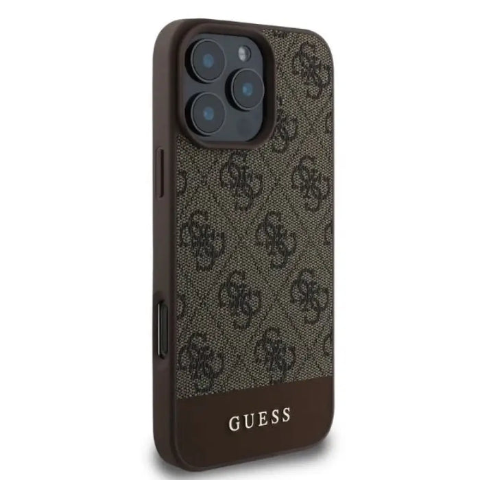 Калъф Guess 4G Bottom Stripe за iPhone 16 Pro - кафяв