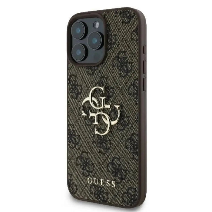 Калъф Guess 4G с голямо лого за iPhone 16 Pro Max - кафяв