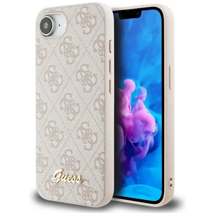 Калъф Guess 4G Script Logo MagSafe iPhone 16e - розов