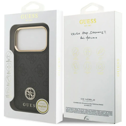 Калъф Guess 4G Strass Logo MagSafe за iPhone 17 Pro - черен