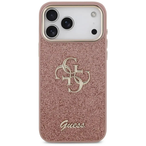 Калъф Guess Fixed Glitter Big 4G с метална рамка за iPhone