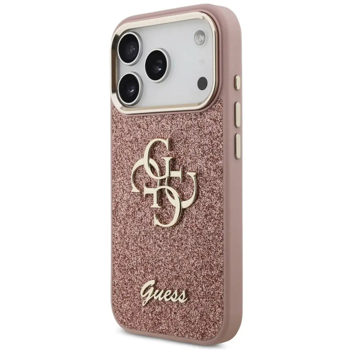 Калъф Guess Fixed Glitter Big 4G с метална рамка за iPhone