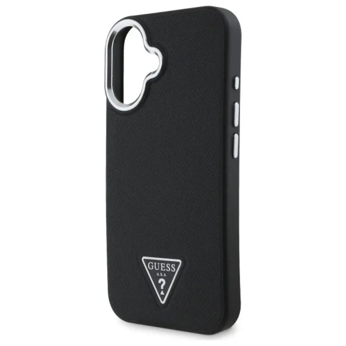 Калъф Guess Grained Triangle MagSafe за iPhone 16 - черен