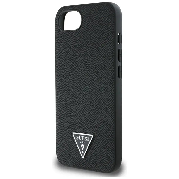 Калъф Guess Grained Triangle MagSafe за iPhone 16e - черен