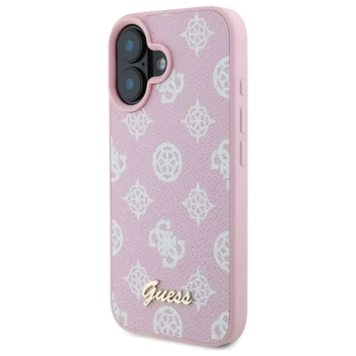 Калъф Guess Peony Script MagSafe за iPhone 16 - розов