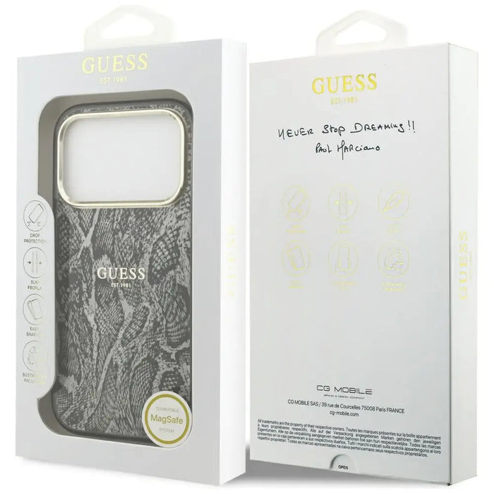Калъф Guess Python Pattern MagSafe за iPhone 17 Pro - черен