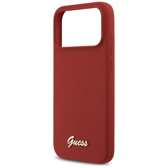 Калъф Guess Silicone Script Metal Logo MagSafe за iPhone 17