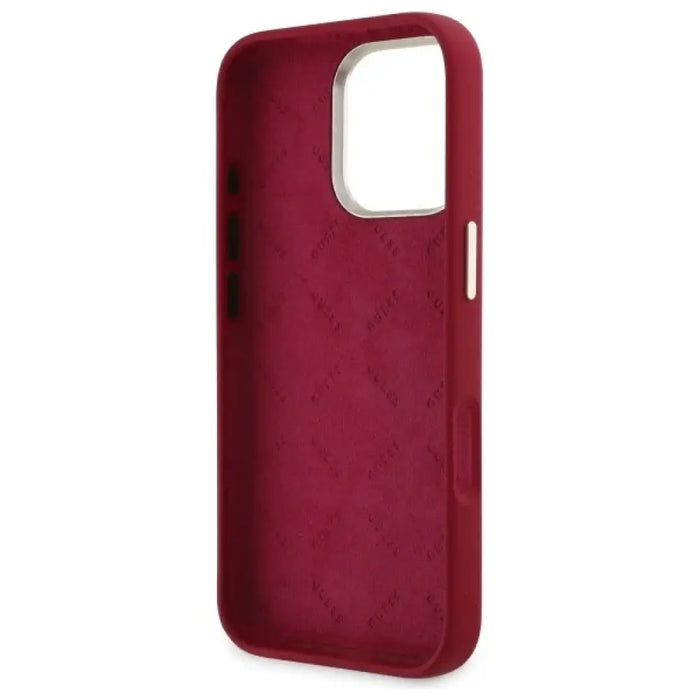 Калъф Guess Silicone Script с метално лого за iPhone 16 Pro