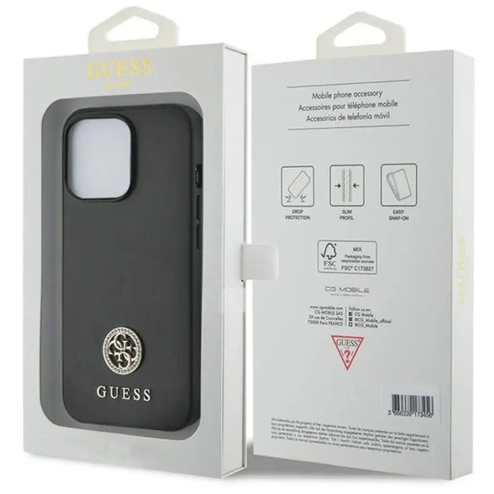 Калъф Guess Strass Metal Logo iPhone 13 Pro 6.1’’ - черен