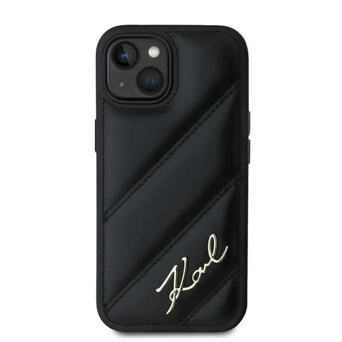 Калъф Karl Lagerfeld Diagonal Quilted Script за iPhone 15