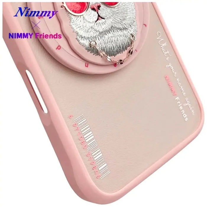 Калъф Nimmy Glasses Cool Cat MagSafe за iPhone 16 - розов