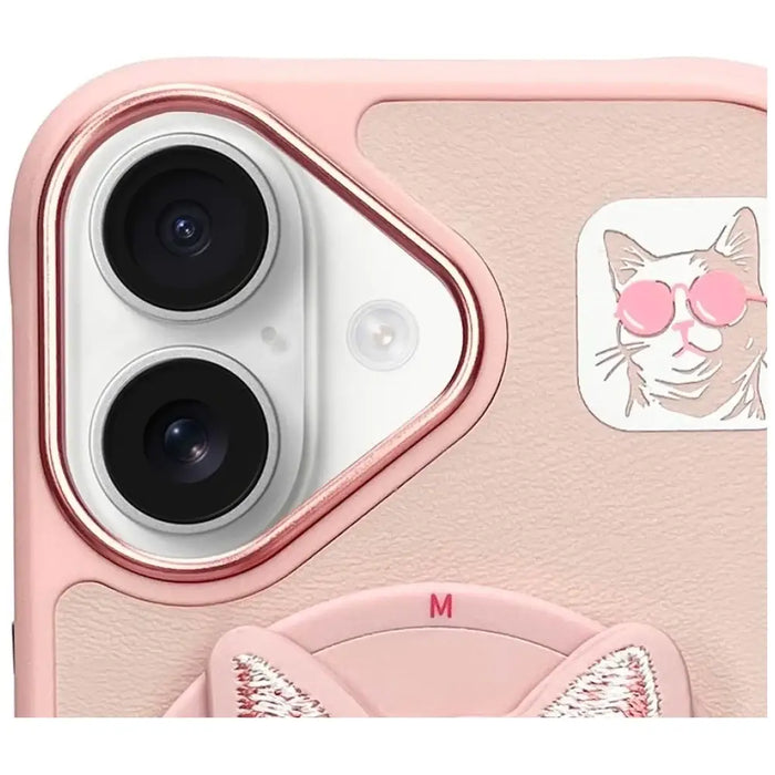 Калъф Nimmy Glasses Cool Cat MagSafe за iPhone 16 - розов