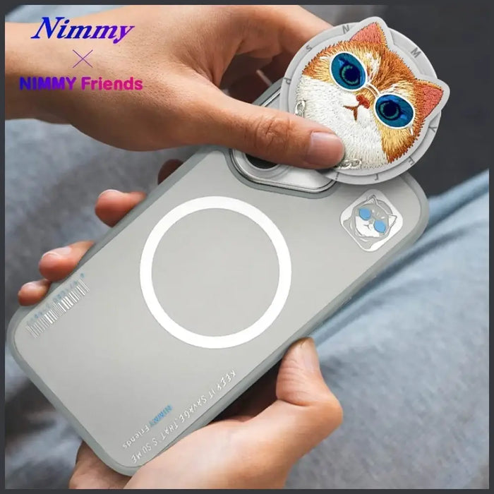 Калъф Nimmy Glasses Cool Cat MagSafe за iPhone 16 - сив