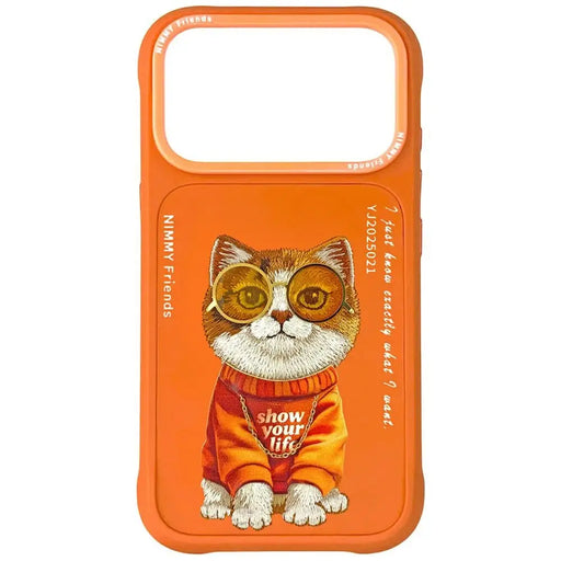 Калъф Nimmy Glasses Cool Cat за iPhone 17 Pro Max - оранжев