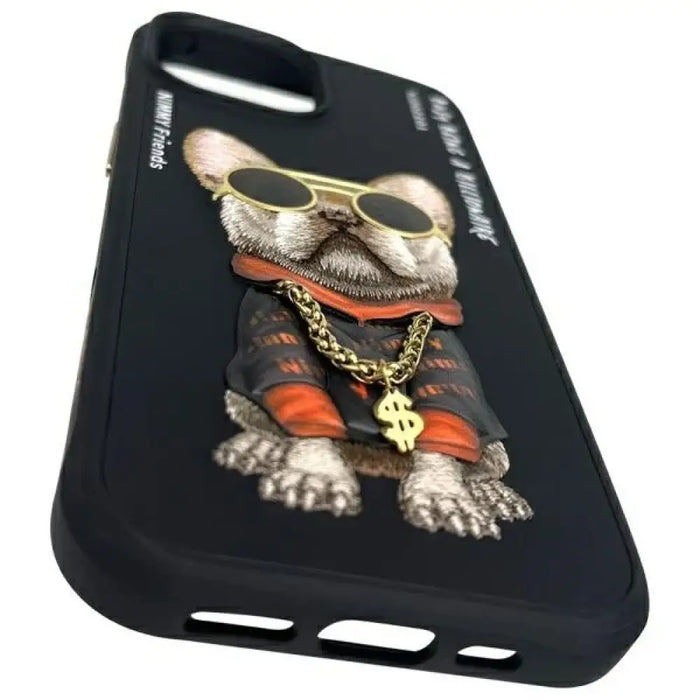 Калъф Nimmy Glasses Cool Dog за iPhone 15 - черен
