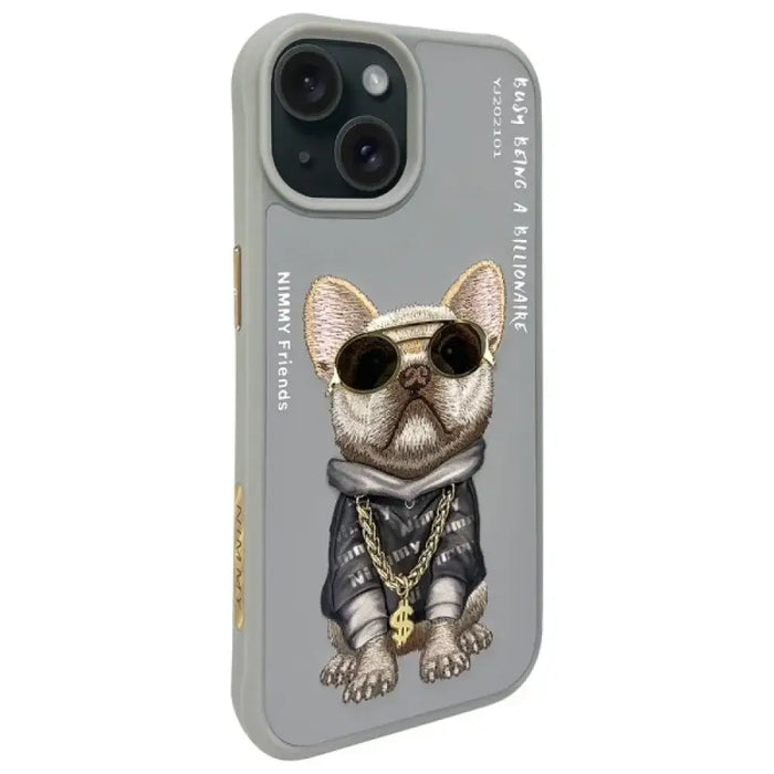 Калъф Nimmy Glasses Cool Dog за iPhone 15 - сив
