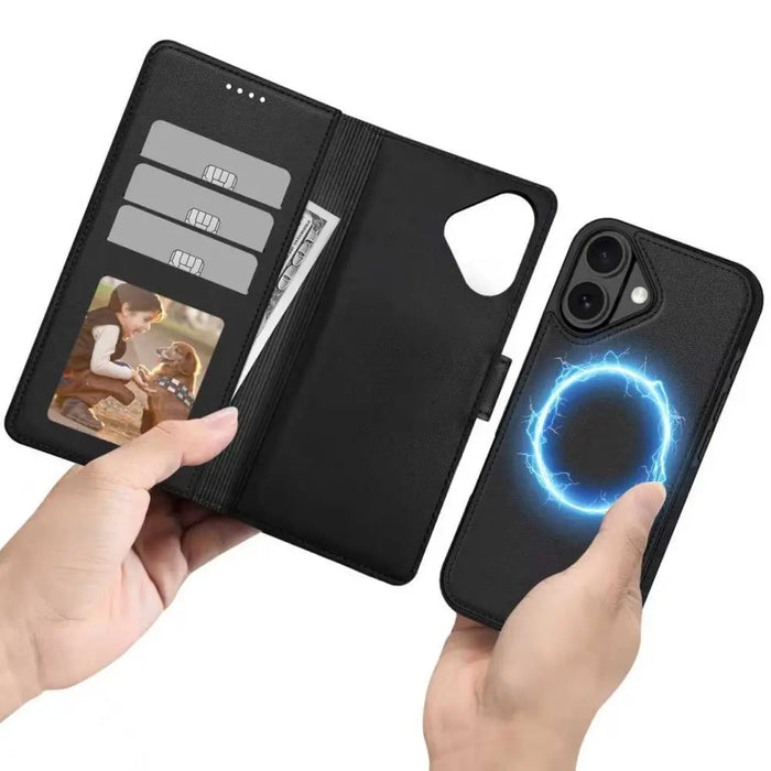 Калъф Tech-Protect Wallet MagSafe за iPhone 17 - черен мат