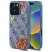 Калъф Guess 4G Flowers Print MagSafe за iPhone 16 Pro - син