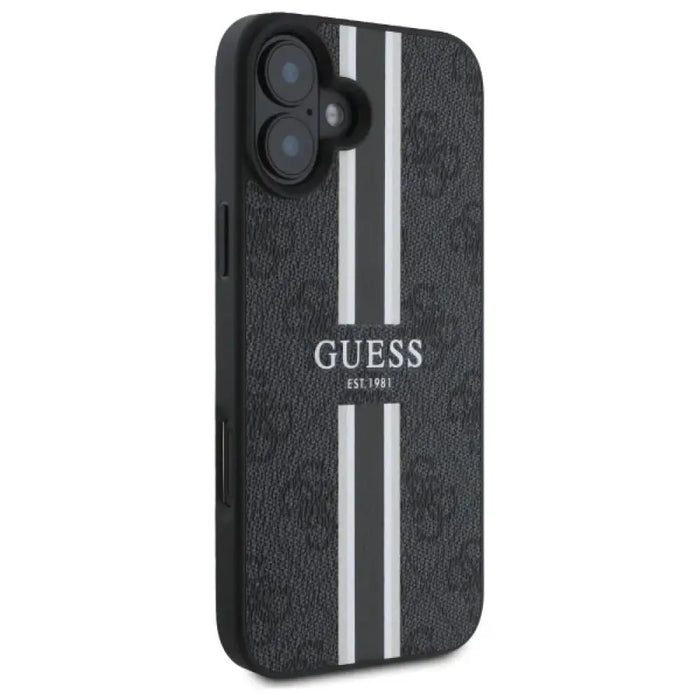 Калъф Guess 4G Printed Stripes MagSafe за iPhone 16 - черен