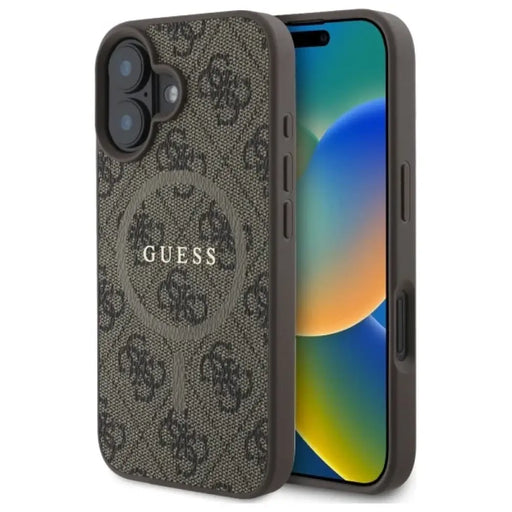 Калъф Guess 4G Ring Classic Logo MagSafe iPhone 16 - кафяв