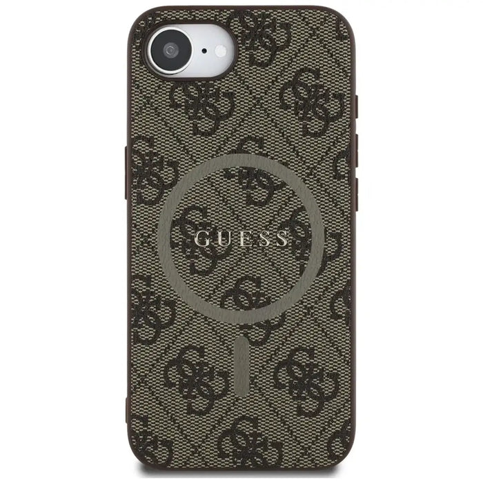 Калъф Guess 4G Ring Classic Logo MagSafe iPhone 16e - кафяв