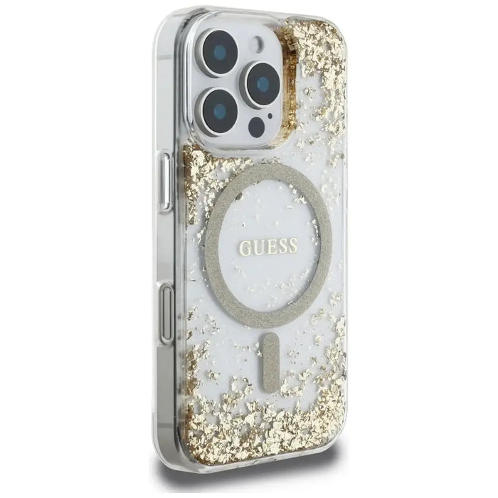 Калъф Guess HC Resin Bottom Glitter MagSafe за iPhone 16