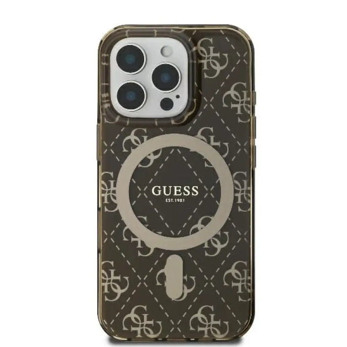 Калъф Guess IML 4G Background MagSafe iPhone 16 Pro - кафяв