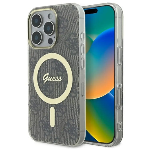 Калъф Guess IML 4G MagSafe за iPhone 16 Pro Max - кафяв