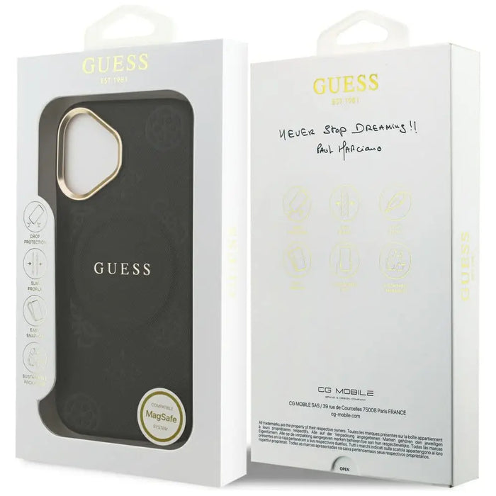 Калъф Guess Peony Hot Stamp MagSafe за iPhone 17 - черен