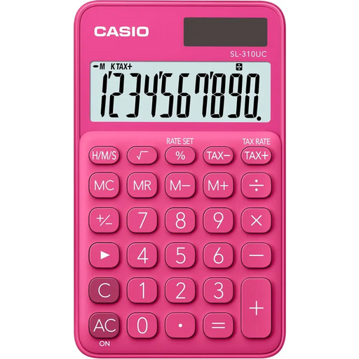 КАЛКУЛАТОР CASIO ДЖОБЕН SL-310UC-RD ЧЕРВЕН 10-ЦИФРЕН ДИСПЛЕЙ