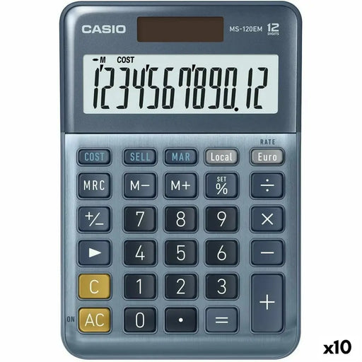 Калкулатор Casio MS-100EM Син (10 броя)