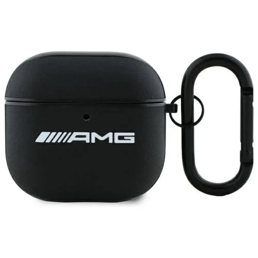 Калъф AMG Leather White Logo за AirPods 4 - черен / бял